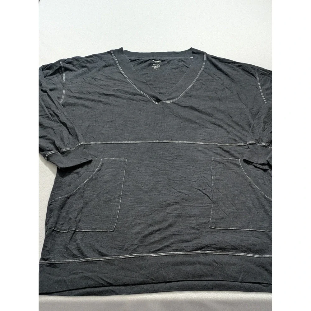 Natural Life Charlie V Neck Dress Size Large Black Soft T-shirt Tunic Lagenlook